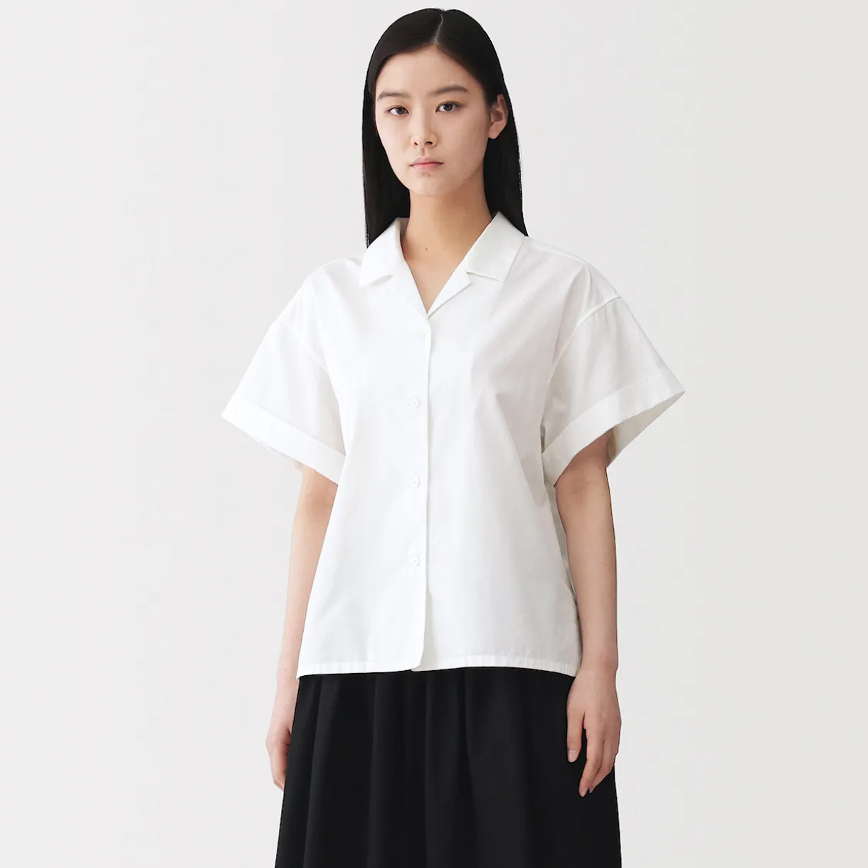 Chemise à manches courtes en popeline de coton biologique pour femme