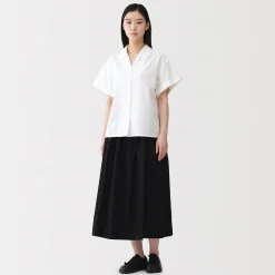 Chemise à manches courtes en popeline de coton biologique pour femme