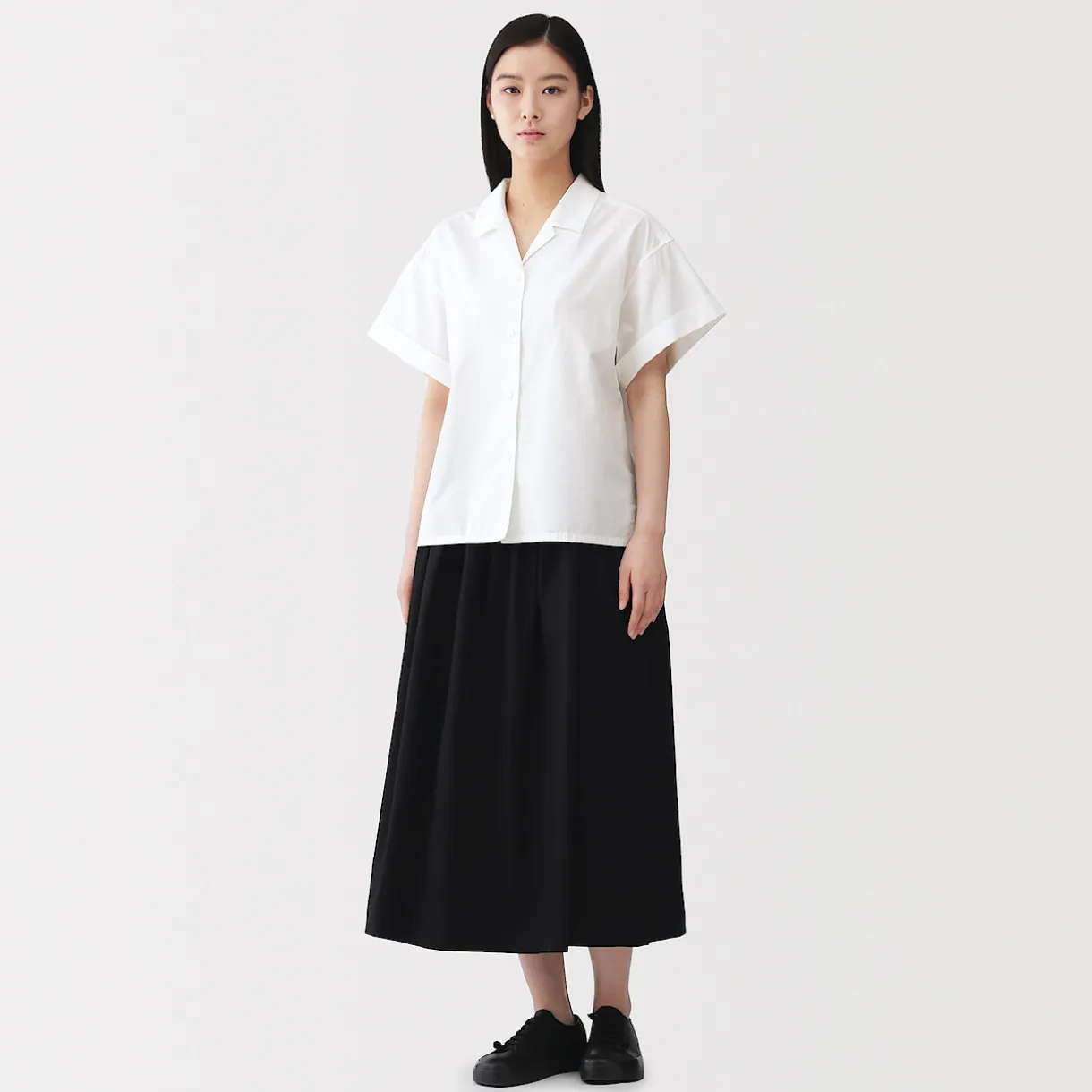 Chemise à manches courtes en popeline de coton biologique pour femme