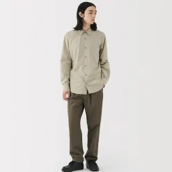 Chemise à manches longues en coton lavé homme