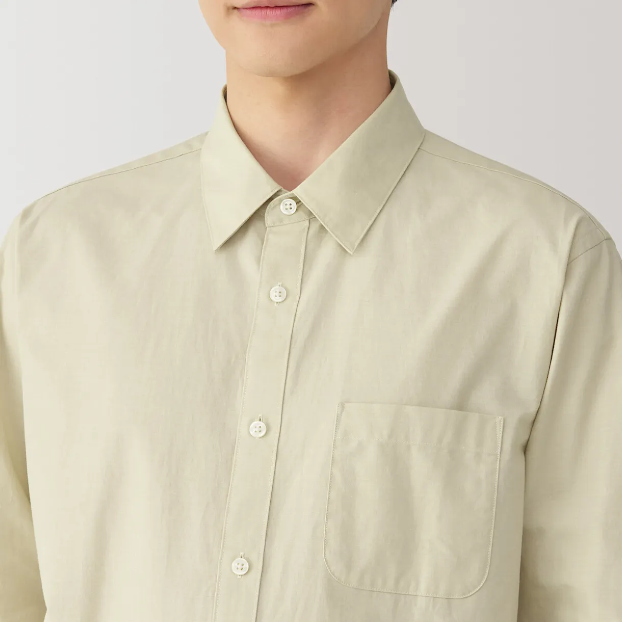 Chemise à manches longues en coton lavé homme