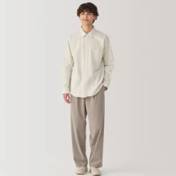 Chemise à manches longues en coton lavé homme