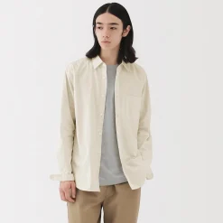 Chemise à manches longues en coton lavé homme