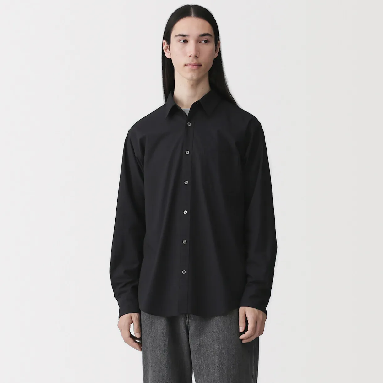 Chemise à manches longues en coton lavé homme