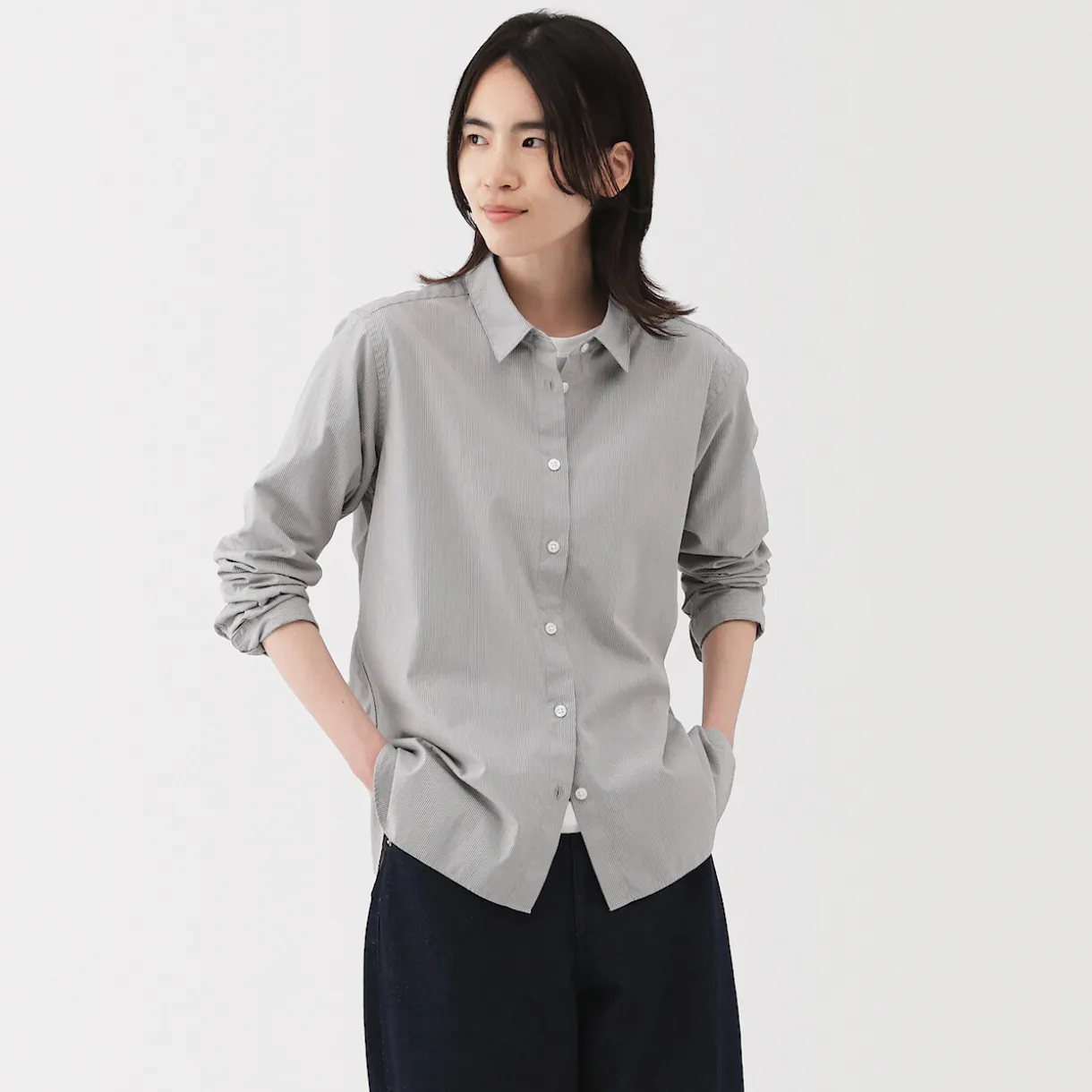 Chemise en coton délavé à mailles larges pour femme