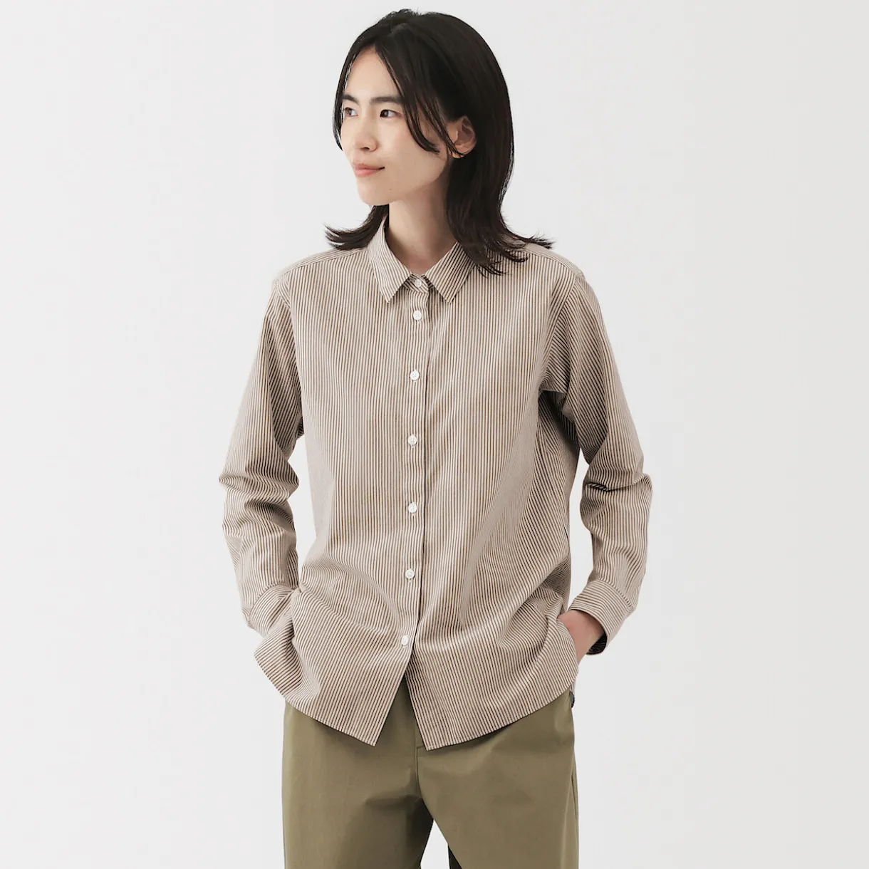 Chemise en coton délavé à mailles larges pour femme