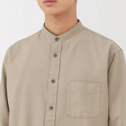 Chemise en coton Oxford lavé col officier pour homme