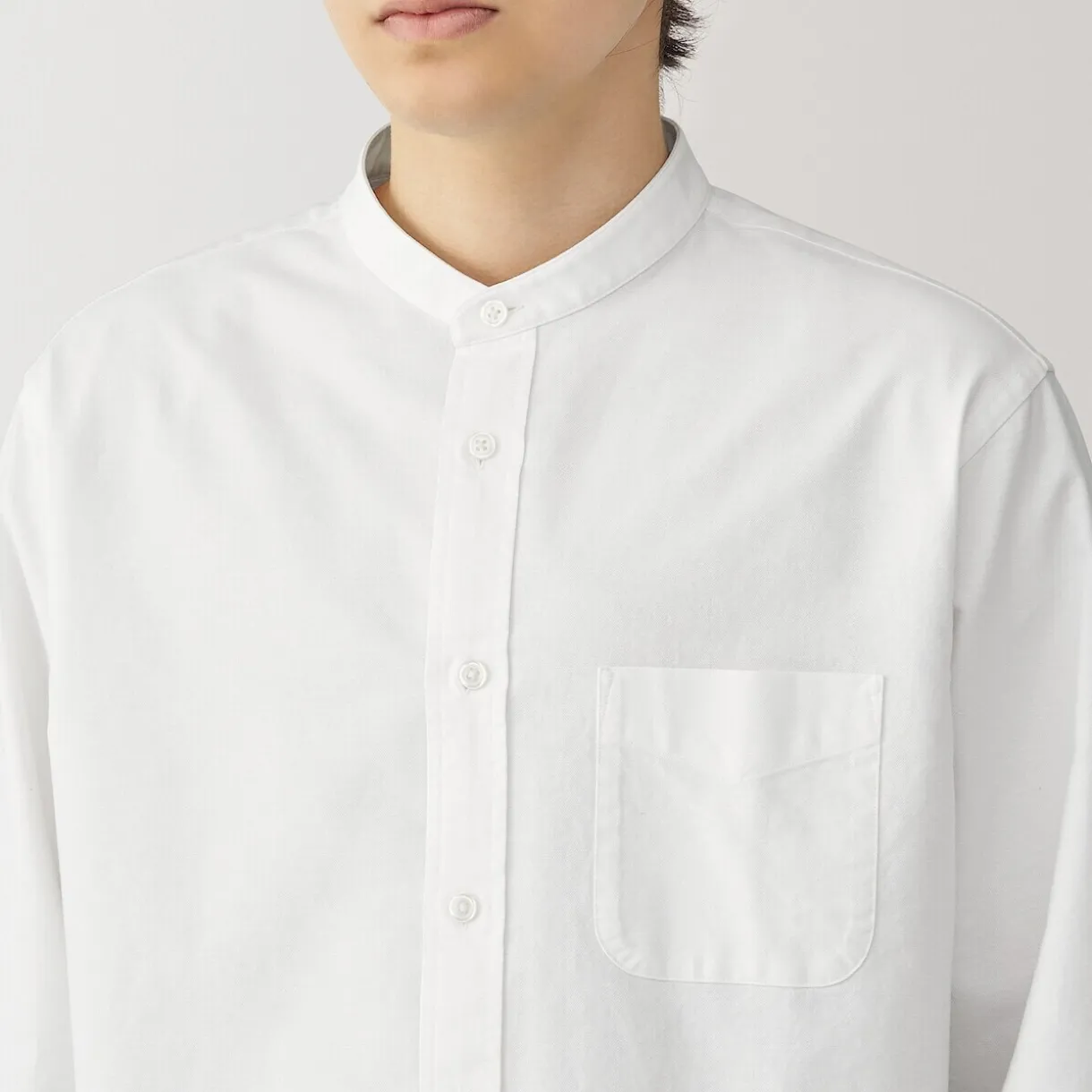 Chemise en coton Oxford lavé col officier pour homme