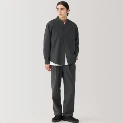 Chemise en coton Oxford lavé col officier homme