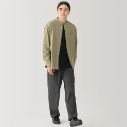 Chemise en coton Oxford lavé col officier homme