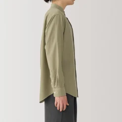 Chemise en coton Oxford lavé col officier homme