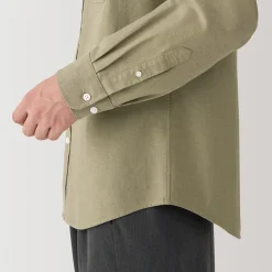 Chemise en coton Oxford lavé col officier homme