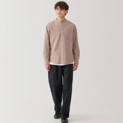 Chemise en coton Oxford lavé col officier homme