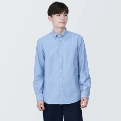 Chemise en coton Oxford lavé col boutonné homme