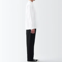 Chemise en coton Oxford lavé col officier homme