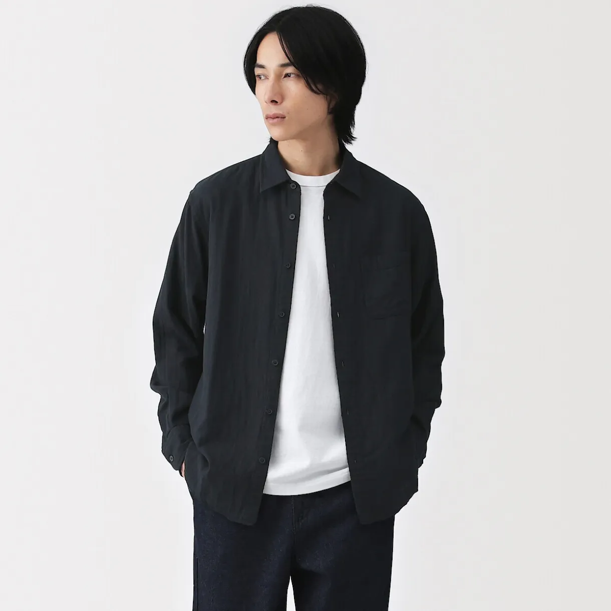 Chemise en double gaze en mélange de kapok pour homme