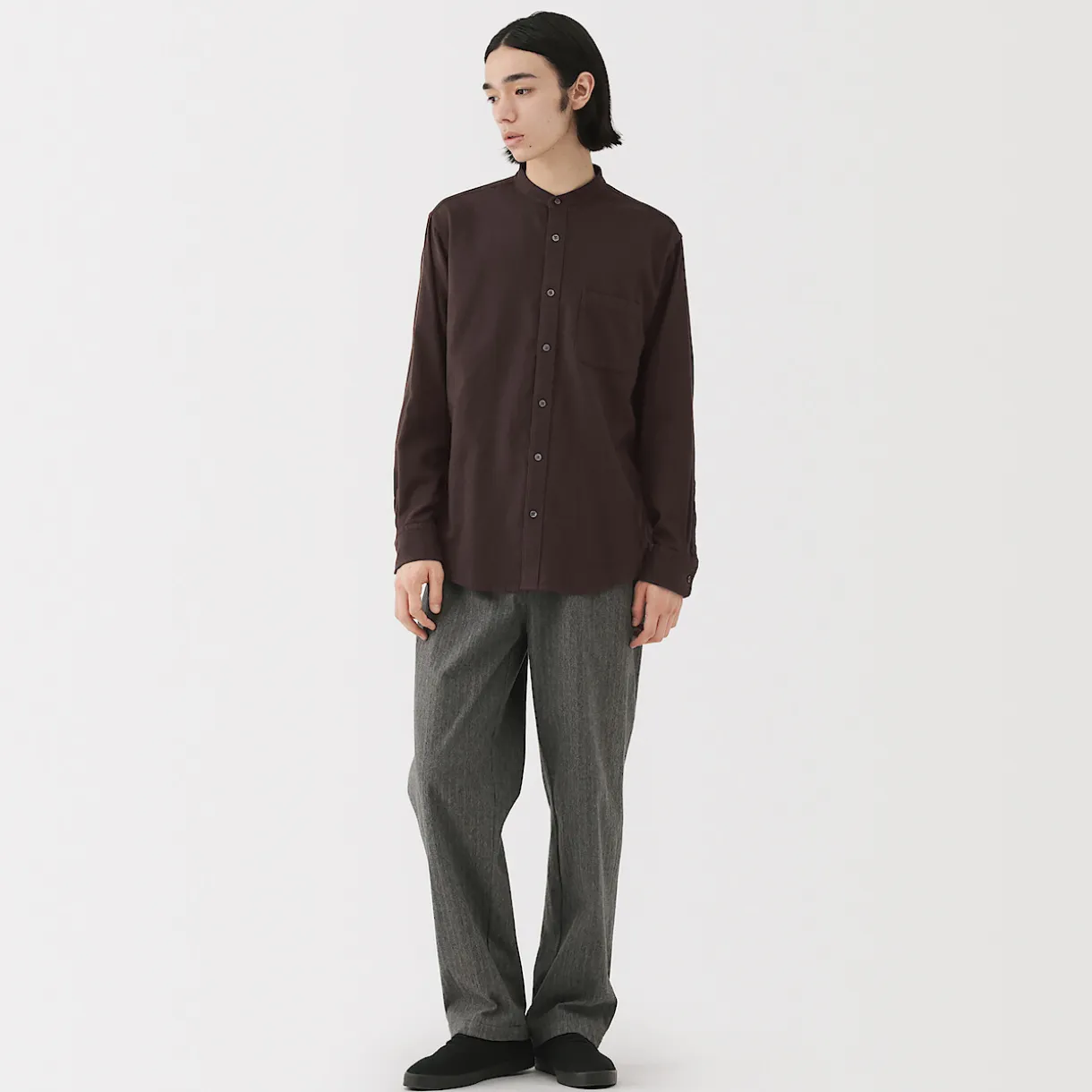 Chemise en flanelle col officier pour homme