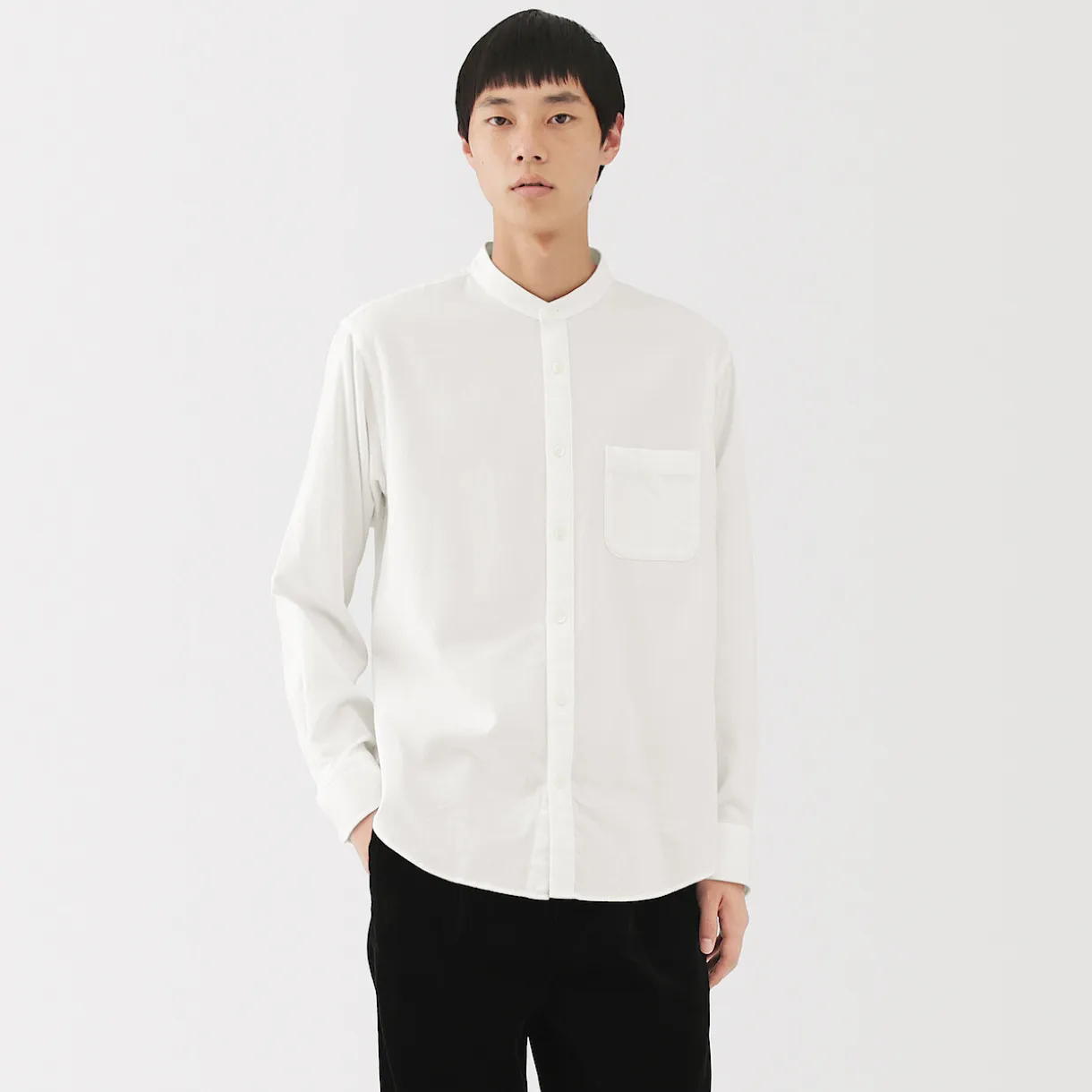 Chemise en flanelle col officier pour homme