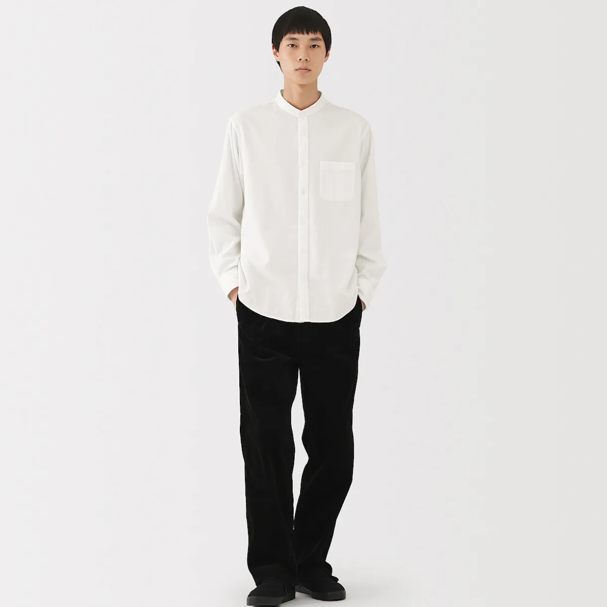 Chemise en flanelle col officier pour homme