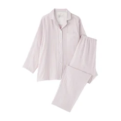 Ensemble pyjama à manches longues en gaze double pour femme