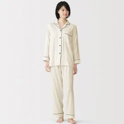Ensemble pyjama à manches longues en gaze double pour femme