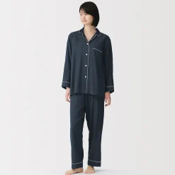 Ensemble pyjama à manches longues en gaze double pour femme