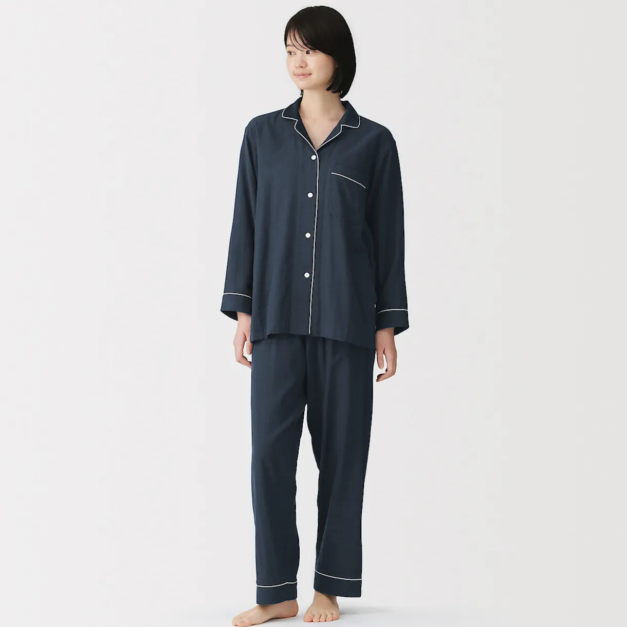 Ensemble pyjama à manches longues en gaze double pour femme