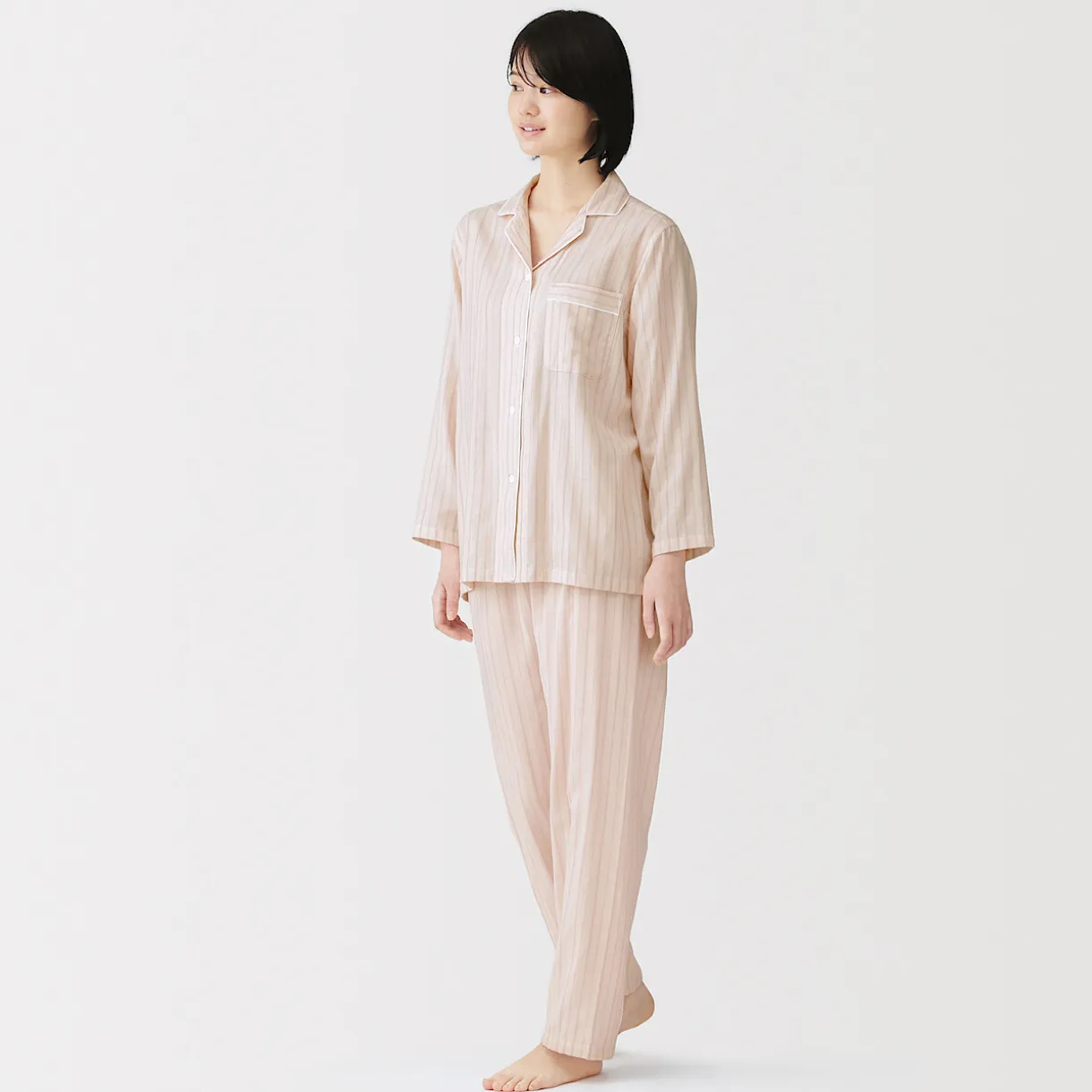 Ensemble pyjama à manches longues en gaze double pour femme