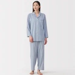 Ensemble pyjama à manches longues en gaze double pour femme