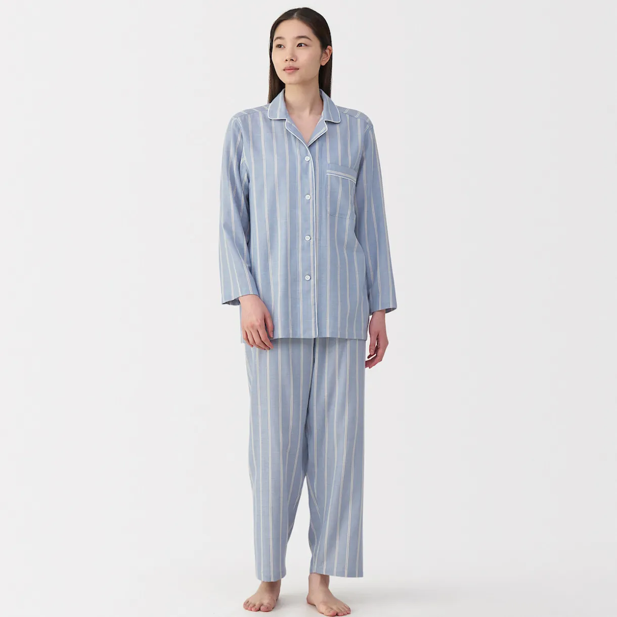 Ensemble pyjama à manches longues en gaze double pour femme