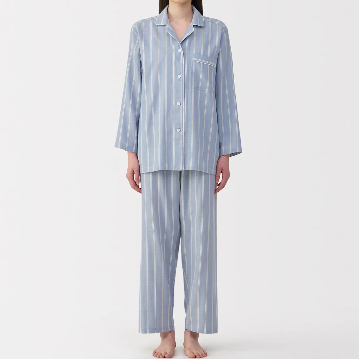Ensemble pyjama à manches longues en gaze double pour femme