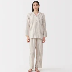 Ensemble pyjama à manches longues en gaze double pour femme