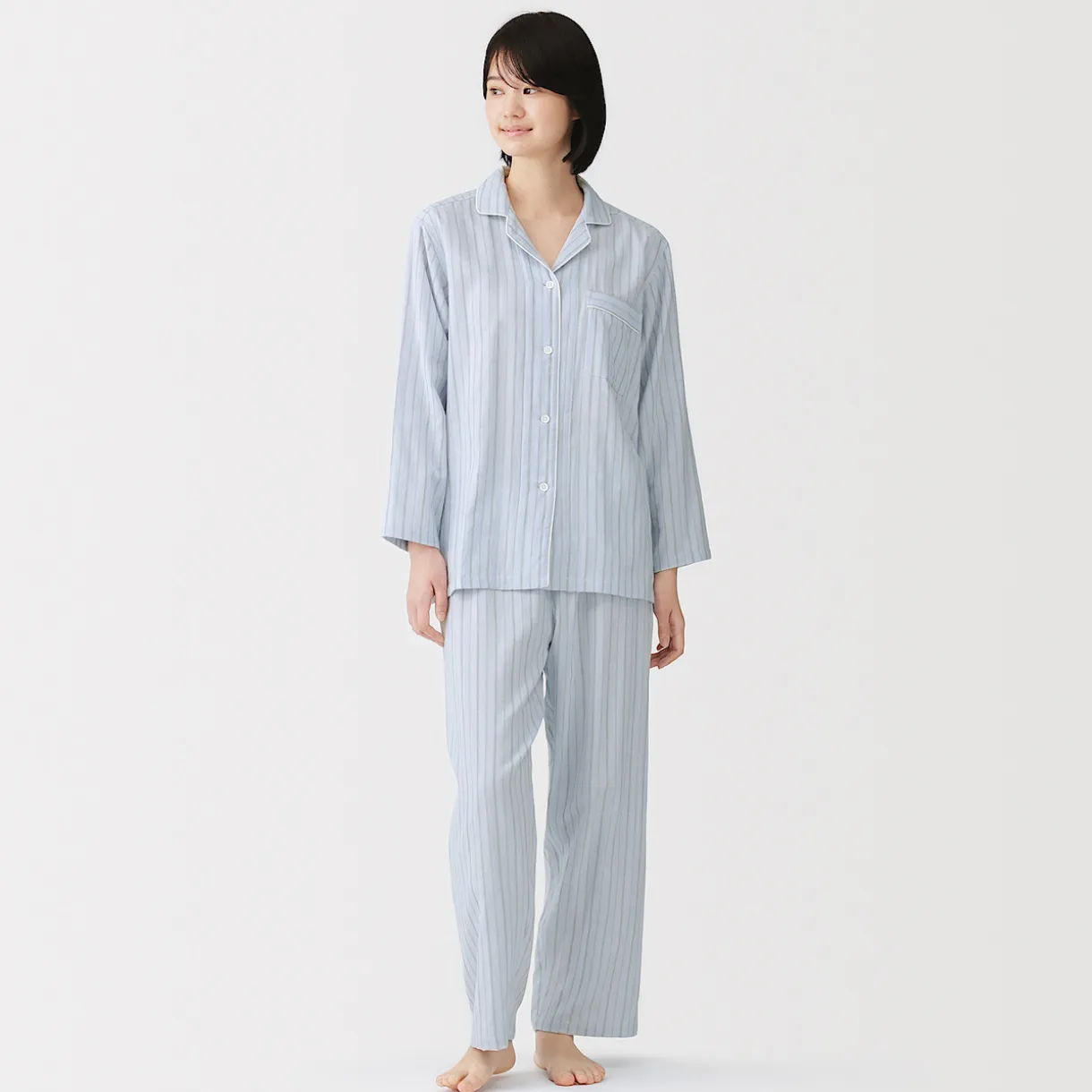 Ensemble pyjama à manches longues en gaze double pour femme