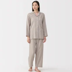 Ensemble pyjama à manches longues en gaze double pour femme