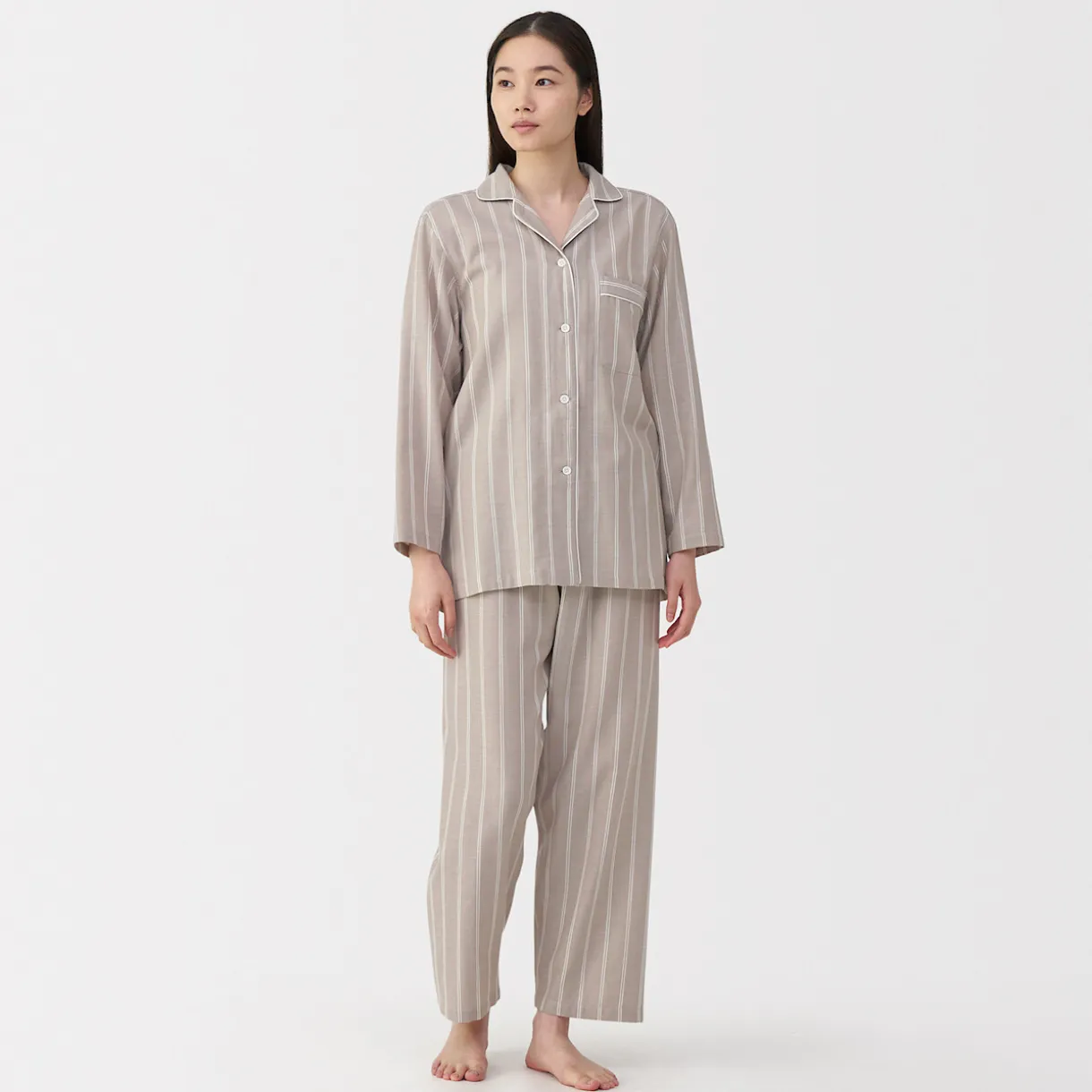 Ensemble pyjama à manches longues en gaze double pour femme