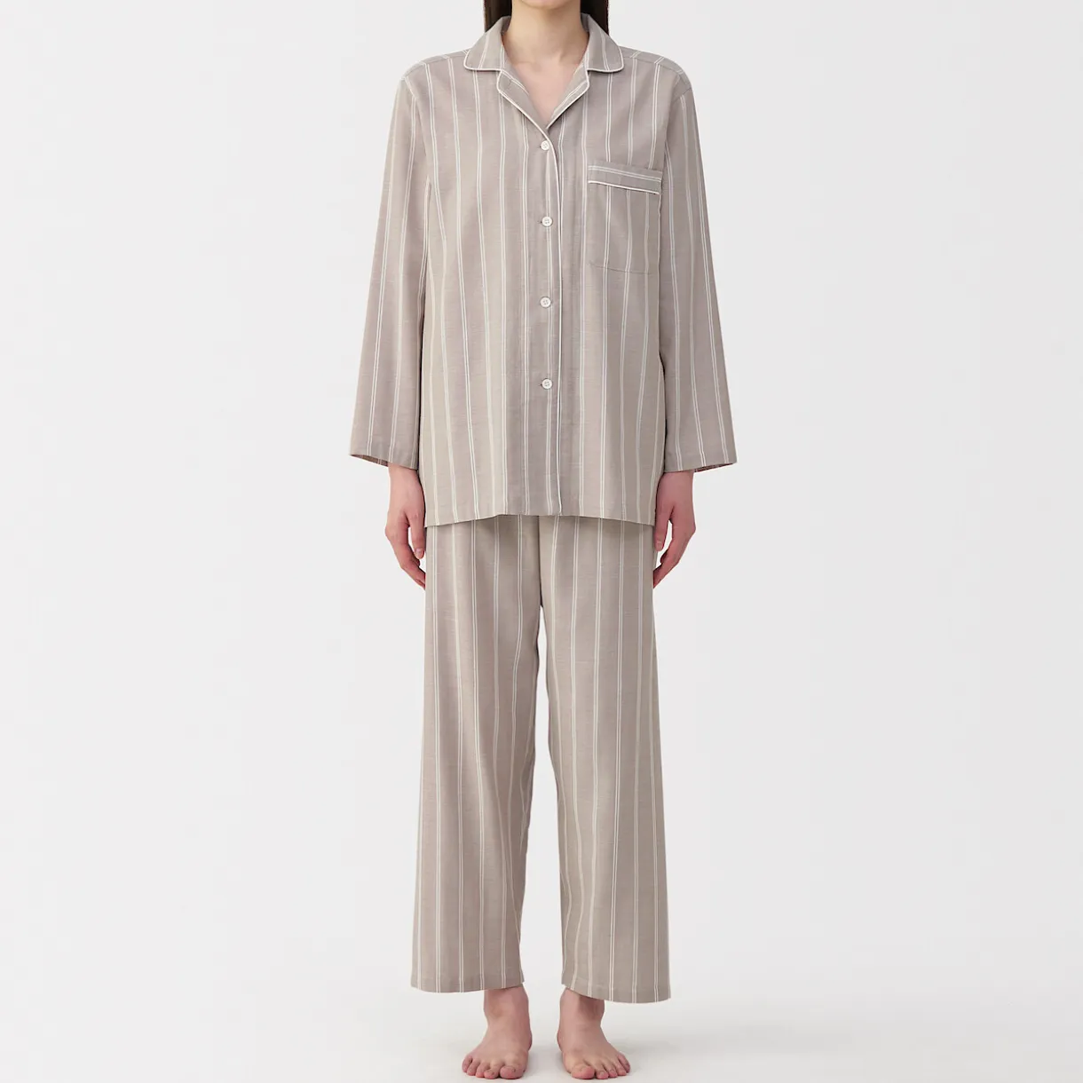 Ensemble pyjama à manches longues en gaze double pour femme