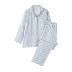 Ensemble pyjama à manches longues en gaze double pour femme