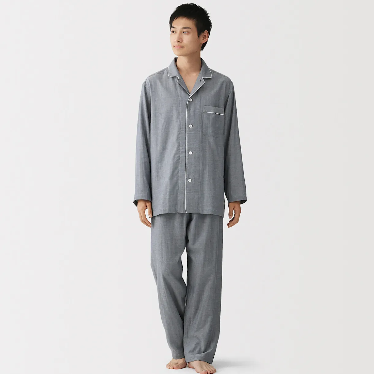 Ensemble pyjama à manches longues en gaze double pour homme