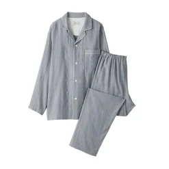 Ensemble pyjama à manches longues en gaze double pour homme