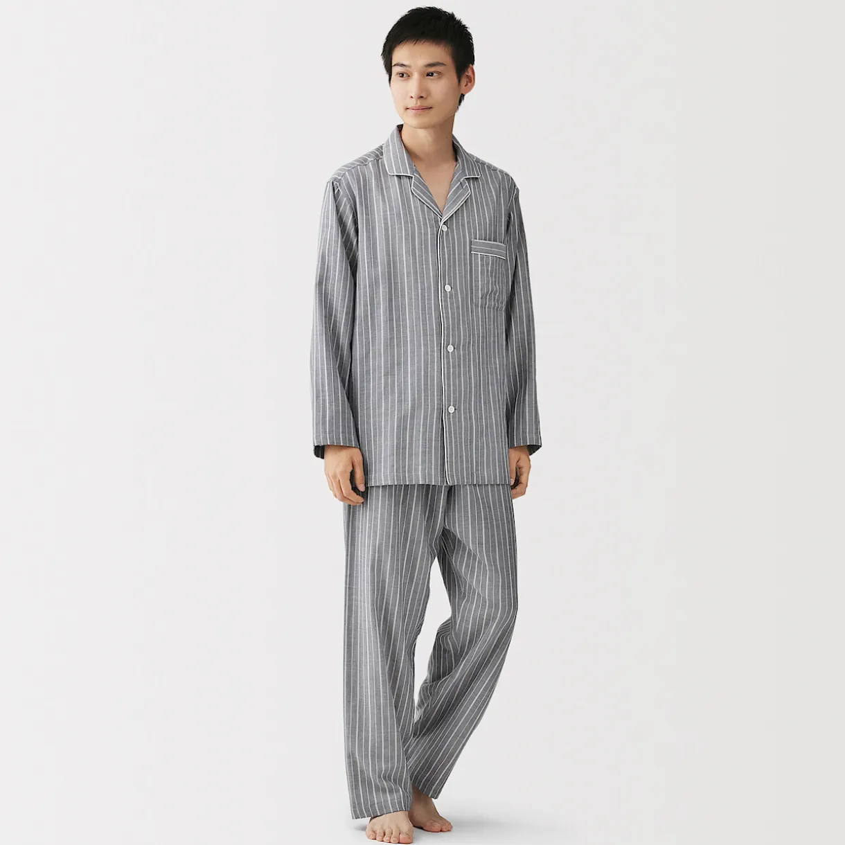 Ensemble pyjama à manches longues en gaze double pour homme