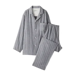 Ensemble pyjama à manches longues en gaze double pour homme