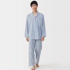 Ensemble pyjama à manches longues en gaze double pour homme