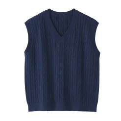 Gilet en tricot torsadé de mélange de coton pour femme