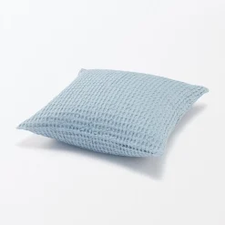 Housse de coussin gaufrée en coton biologique lavé