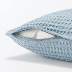 Housse de coussin gaufrée en coton biologique lavé