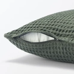 Housse de coussin gaufrée en coton biologique lavé