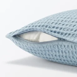 Housse de coussin gaufrée en coton biologique lavé