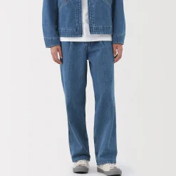 Jean coupe droite en denim mélangé kapok pour homme