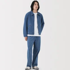 Jean coupe droite en denim mélangé kapok pour homme