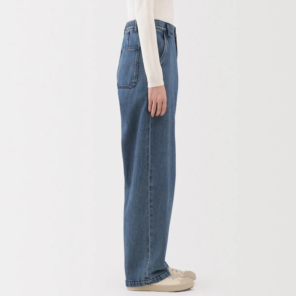 Jean denim coupe large en kapok mélangé pour femme
